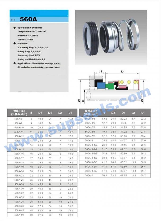 560A Single Spring Mechanical Seal